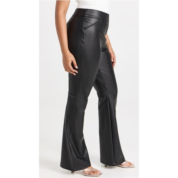 Spanx Faux Leather Flare Pant Black Pull On High Elastic Waistband Edgy Plus 3X - Picture 3 of 14